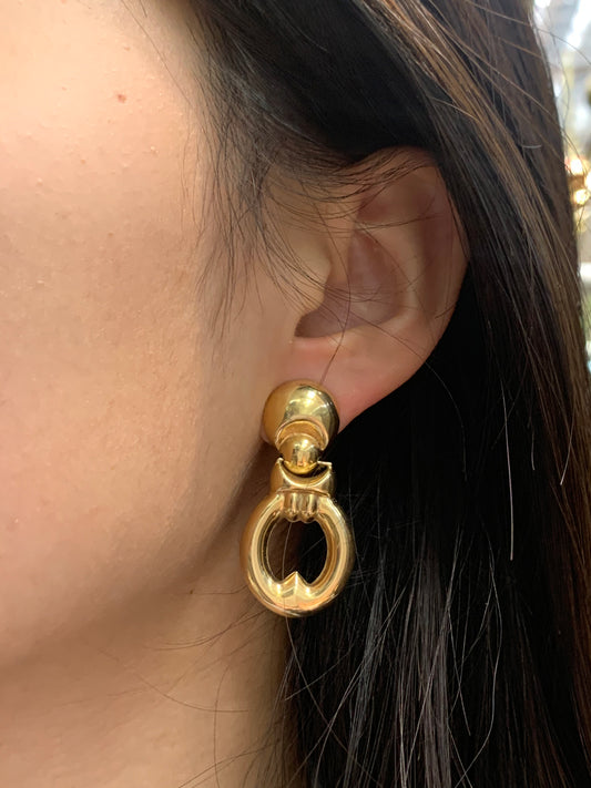 Retro 14K Gold Hollow Drop Earring