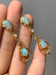 Victorian 14K Gold Opal and Diamond Drop Earring