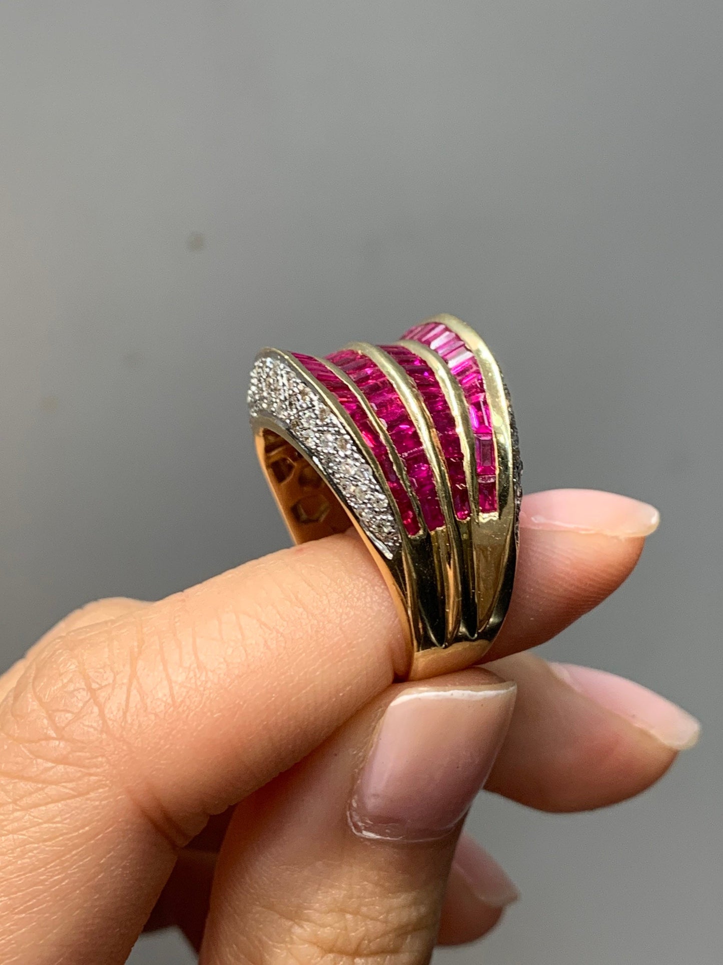 Vintage 14K Gold 3.00 Carat Natural Ruby and 1.50 Carat Diamond Ring