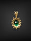 14K Gold Emerald and Diamond Halo Pendant