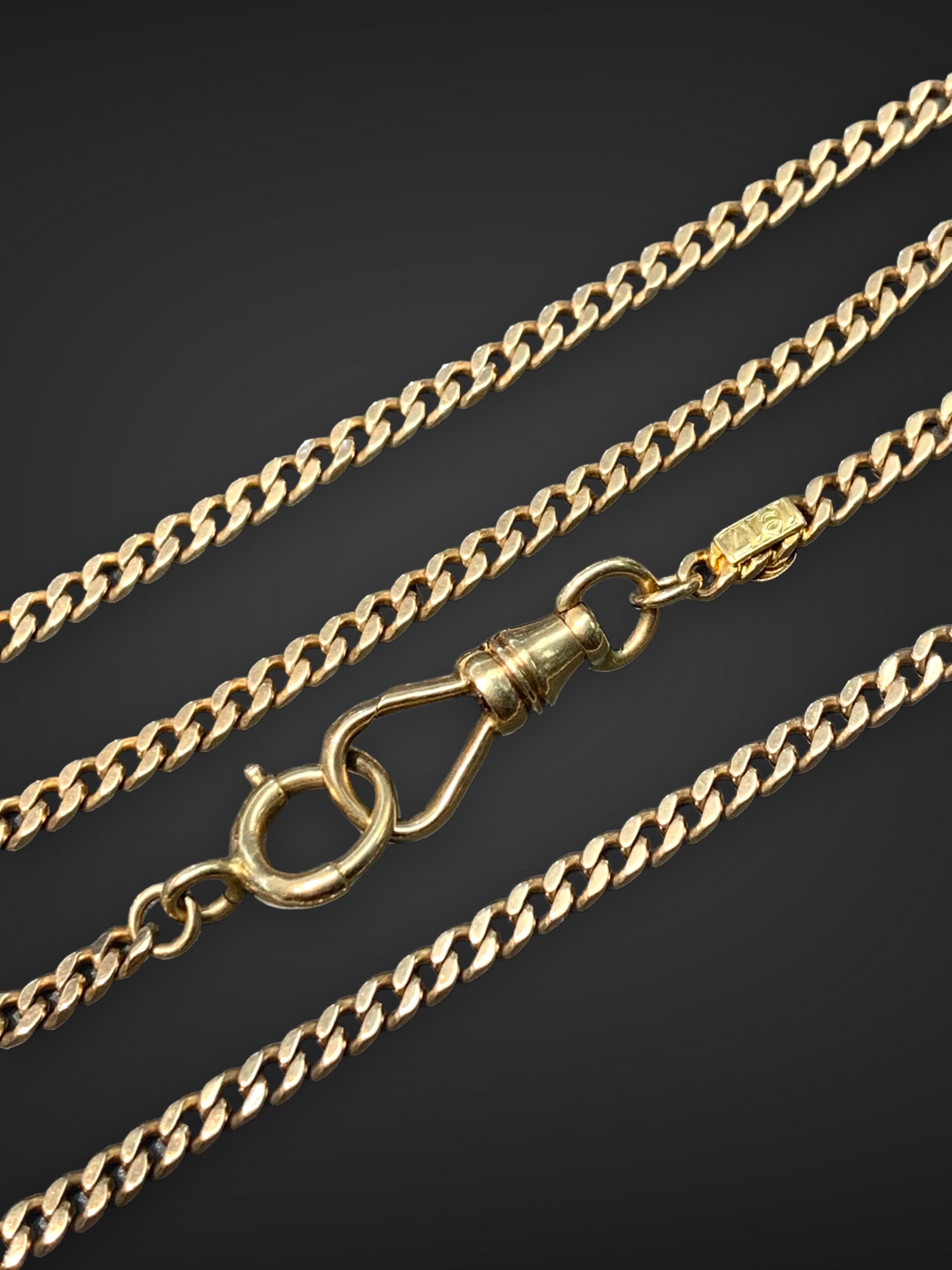 Art Deco 14K Gold 1917 Curb Link Watch Chain