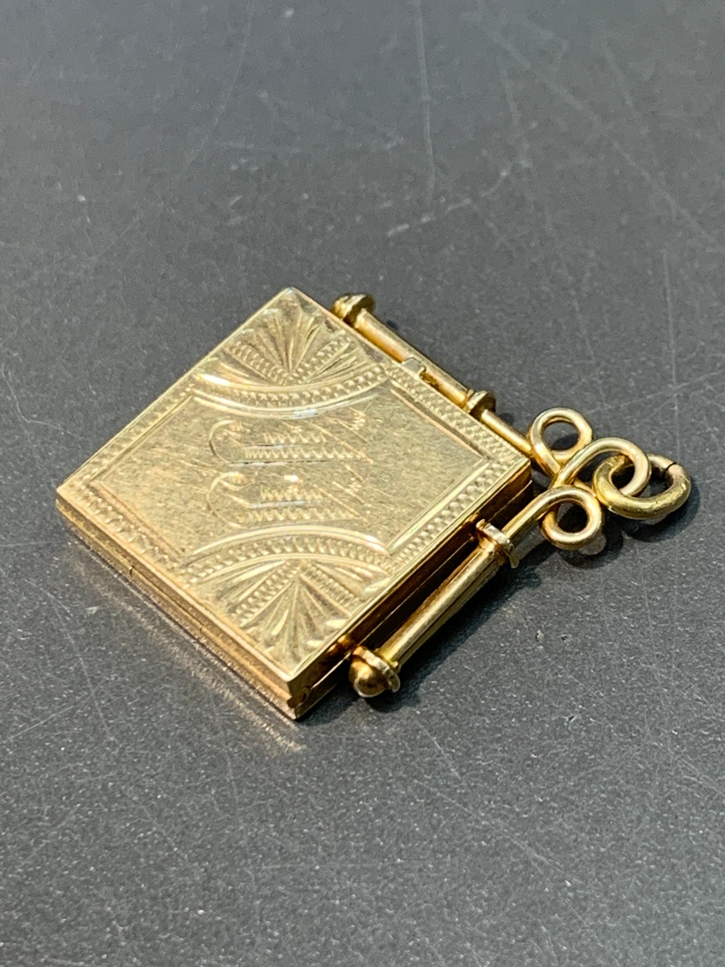 Victorian 14K Gold Square Locket Pendant Charm