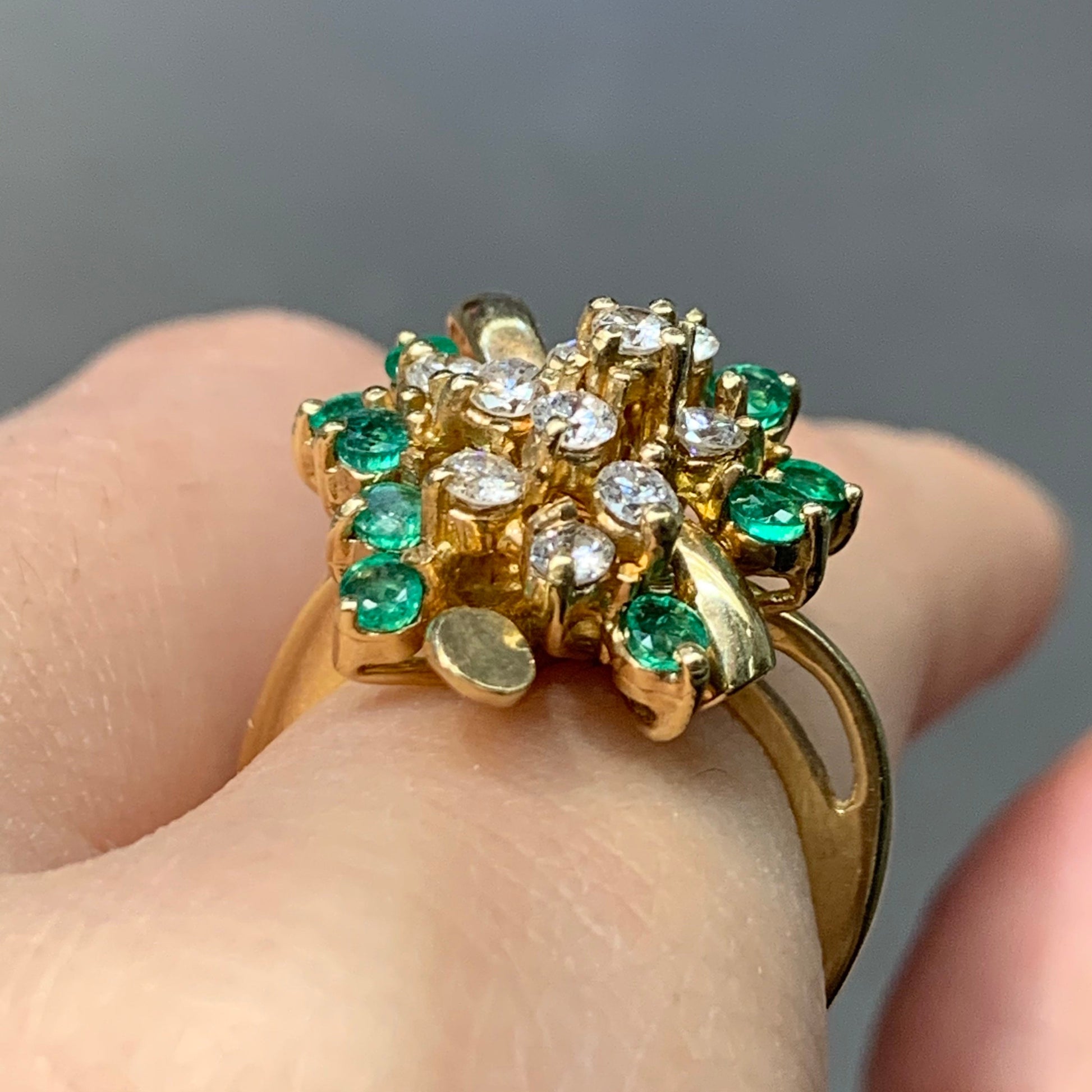 Hand Made Rhodium-Plated Emerald Cocktail Ring - Mystic Water | NOVICA