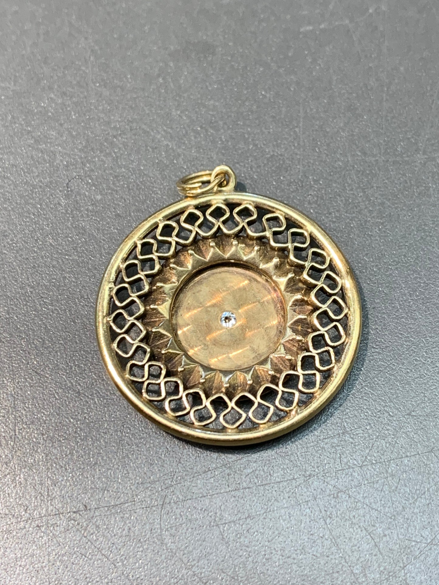 Victorian 14K Gold Starburst Diamond and Calibre Cut Garnet Pendant