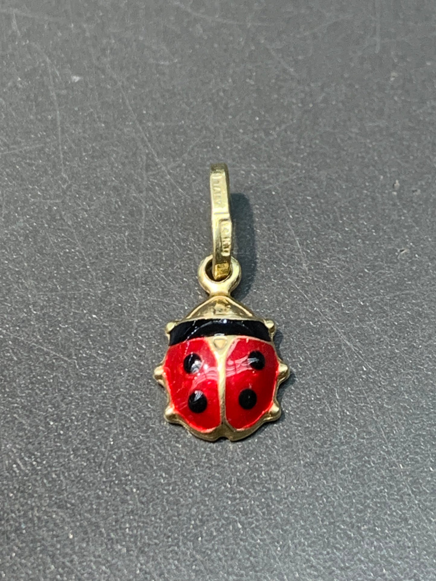 Vintage 14K Gold Enamel Lady Bug Charm