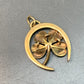 Vintage 14K Yellow Gold Enamel Four Leaf Clover Horse Shoe Charm