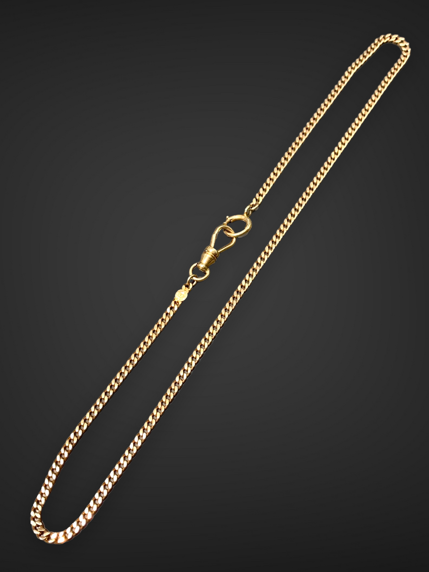 Art Deco 14K Gold 1917 Curb Link Watch Chain