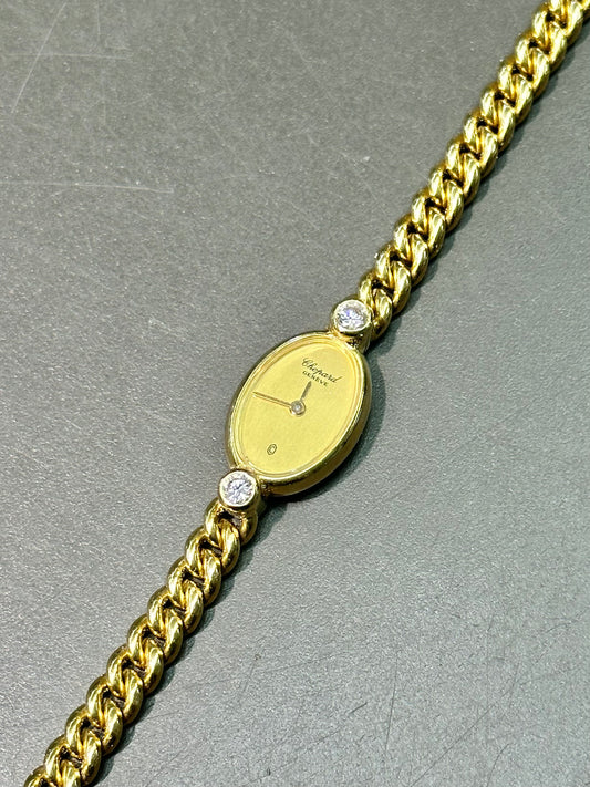 Vintage 18K Chopard Diamond Curb Link Watch