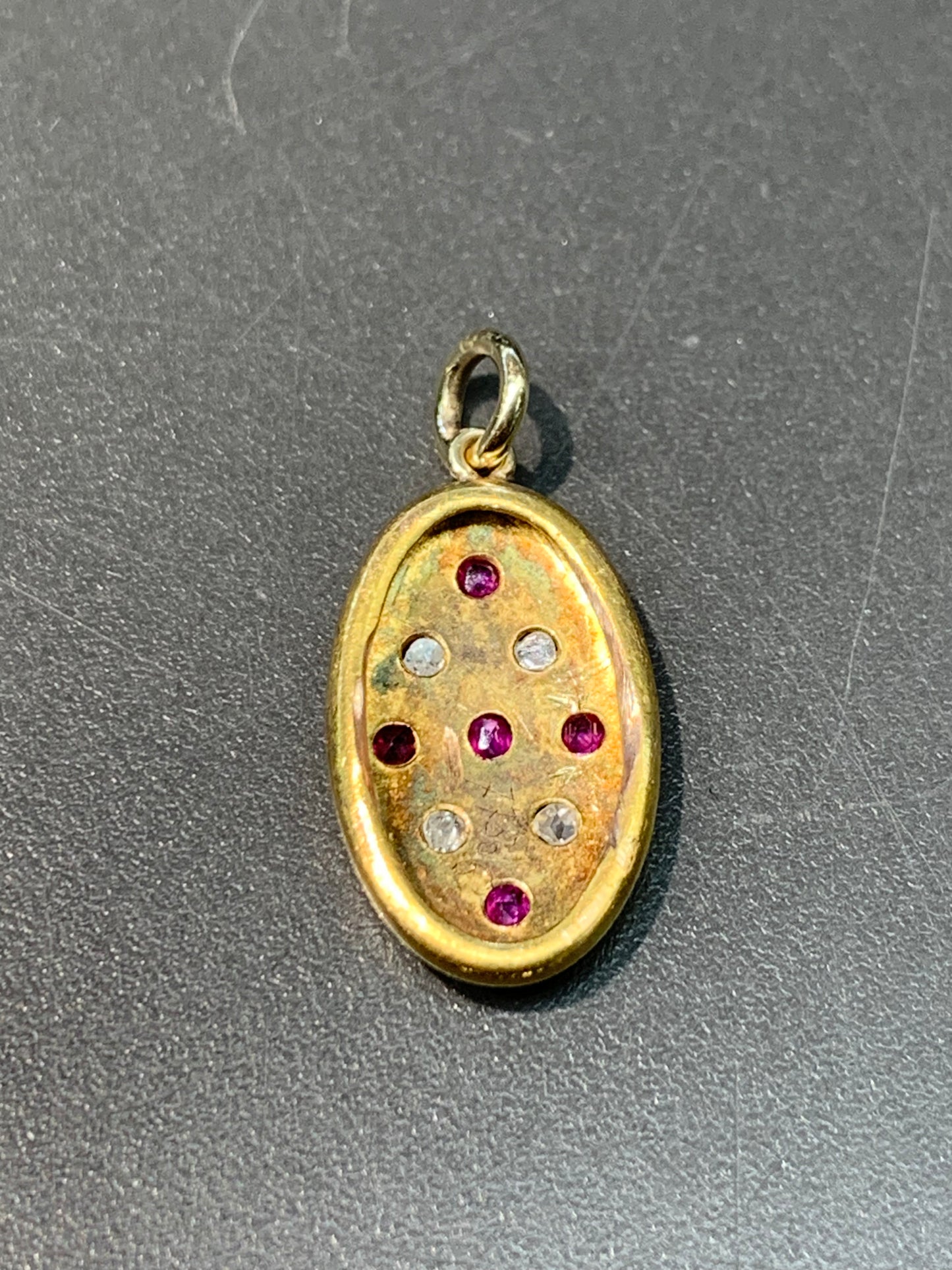 Victorian French 18K Gold Ruby and Diamond Charm Pendant