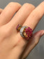 Retro 14K Ruby and Diamond Two Tone Knot Ring