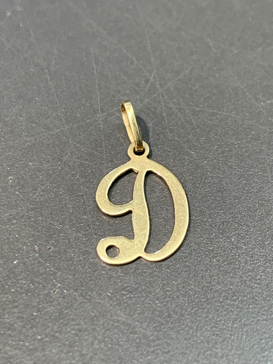 Vintage 14K Gold “D” Cursive Initial Charm