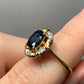 Vintage 18K Gold and Platinum Natural Sapphire and Diamond Cocktail Bi-Tone Ring