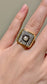 Vintage Platinum 18K Gold Square Saltwater Pearl and Diamond Ring