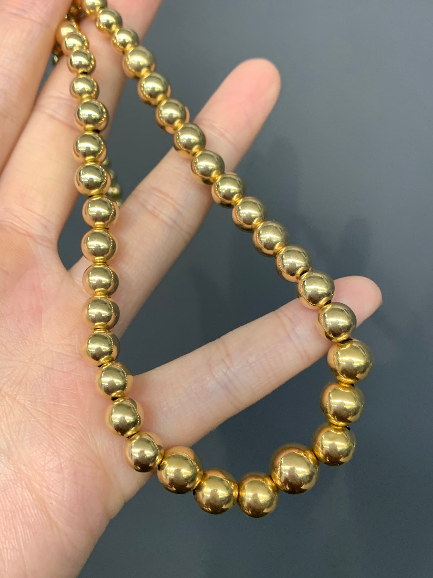 Vintage 14K Gold Hollow Graduated Bead Necklace