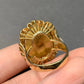 Vintage 18K Yellow Gold Natural Australian Opal And Diamond Ring