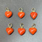 18K Gold Large Heart Shape Sardinian Coral Charm