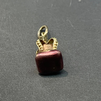 复古 14K 黄色珐琅皇冠吊饰