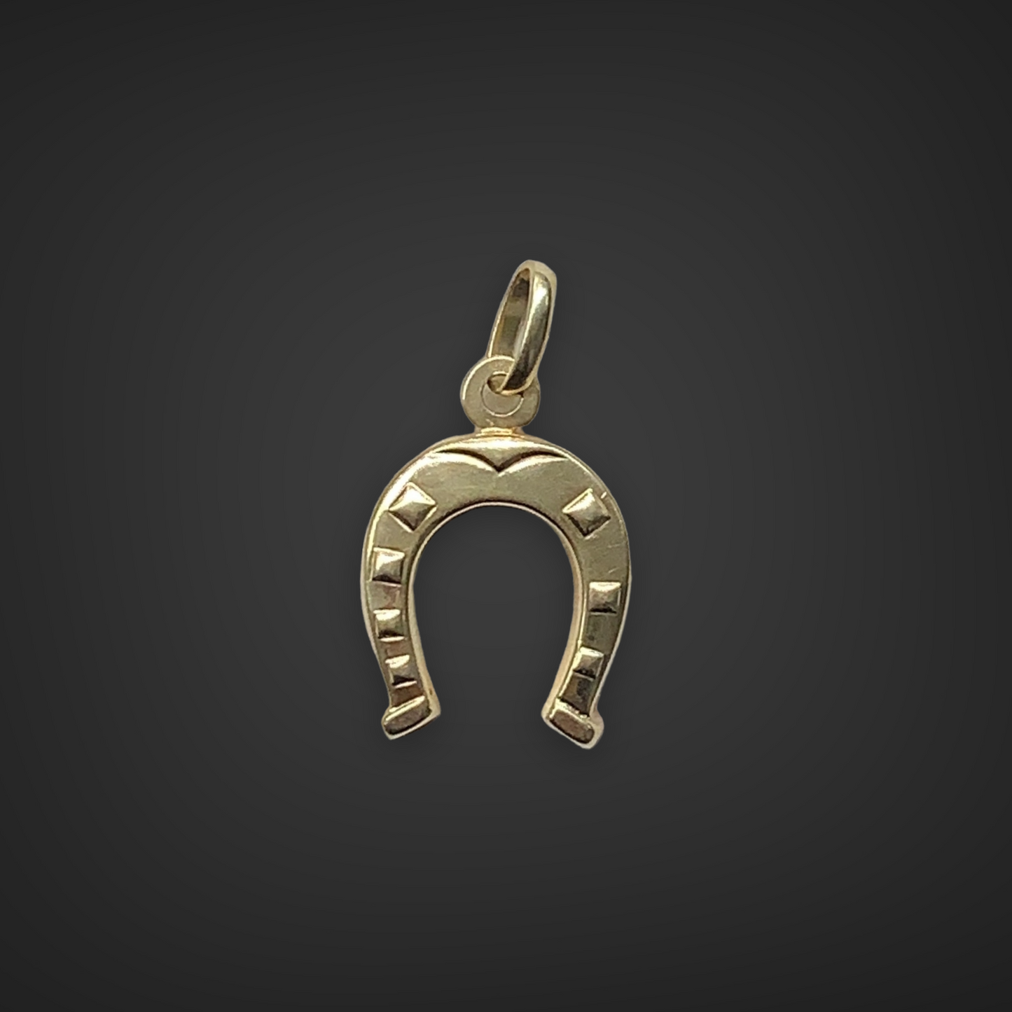 Vintage 18K Gold Hollow Horseshoe Charm Pendant