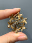 Art Nouveau 14K Gold Crane and Theurer Diamond and Seed Pearl Flower Pendant Brooch