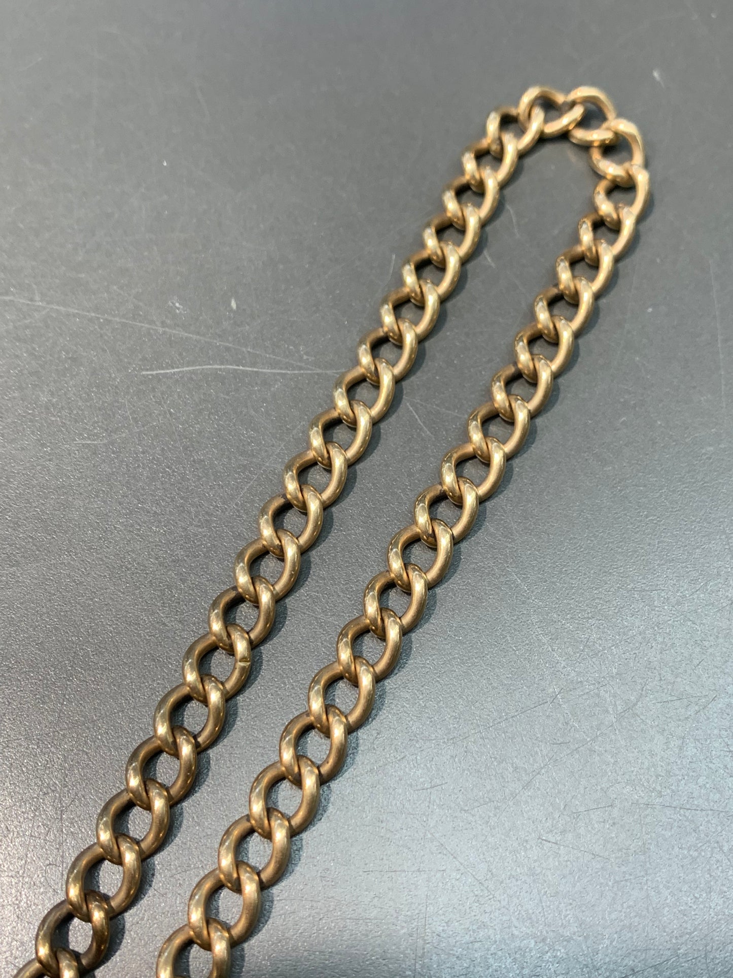 Vintage 9K Gold Fob Albert Link Watch Chain Necklace