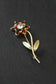 broche vintage en or 14 carats citrine et pierre de lune marguerite