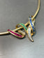 [ON RESERVE] Vintage 14K Gold Multi-Gemstone Ribbon Pendant