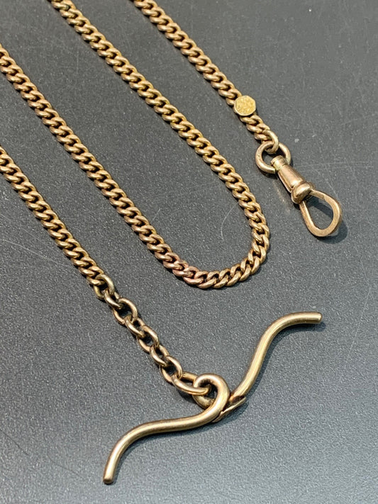 Art Deco 14K Gold 1917 Curb Link Watch Chain