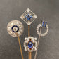 Reserved for Pannier Art Deco Platinum Sapphire Diamond Open Circle Stick Pin