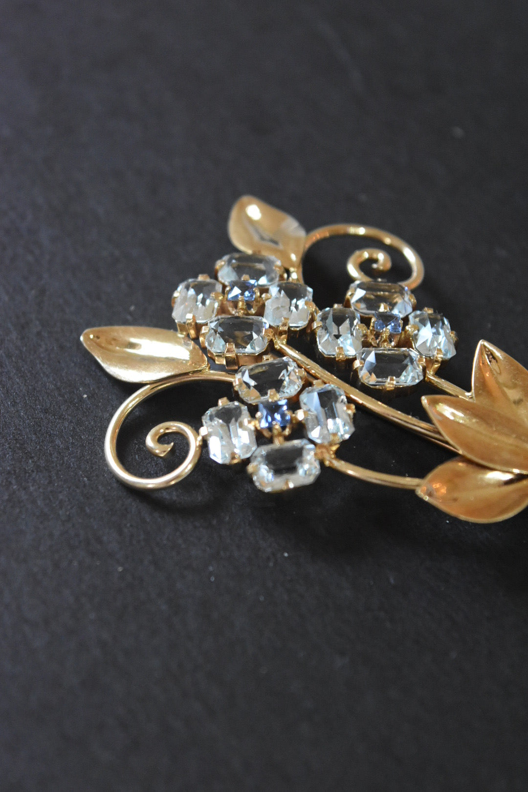 vintage 14K Or Aigue-marine Et Saphir Cluster Trois Bouquet De Fleurs Broche