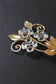 vintage 14K Or Aigue-marine Et Saphir Cluster Trois Bouquet De Fleurs Broche