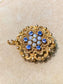 Art Nouveau 14K Gold Krementz & Company Sapphire Pearl and Diamond Flower Brooch 1st Term Payment