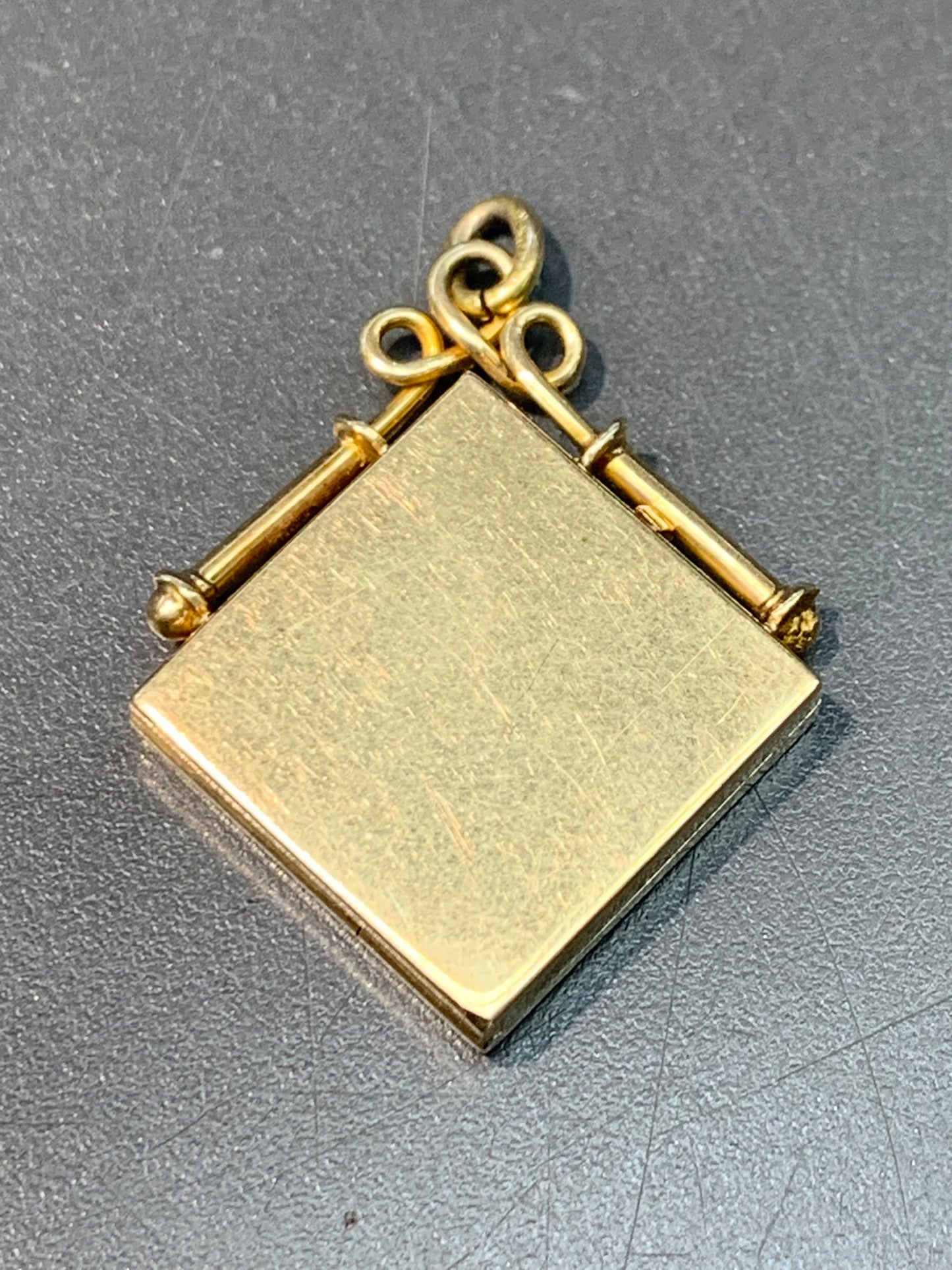 Victorian 14K Gold Square Locket Pendant Charm