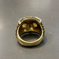 Vintage 18K Gold Black Enamel Cats Eye and Diamond Owl Ring