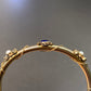 Victorian 14K Gold Lapis Lazuli and Pearl Bangle Bracelet