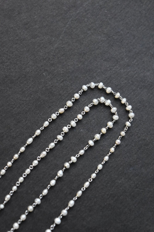 Belle Époque Platinum Natural Saltwater Pearl Necklace