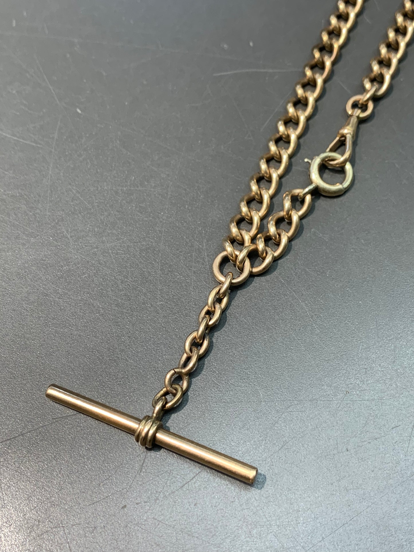 Collier de chaîne de montre à maillons Albert Fob en or 9 carats vintage