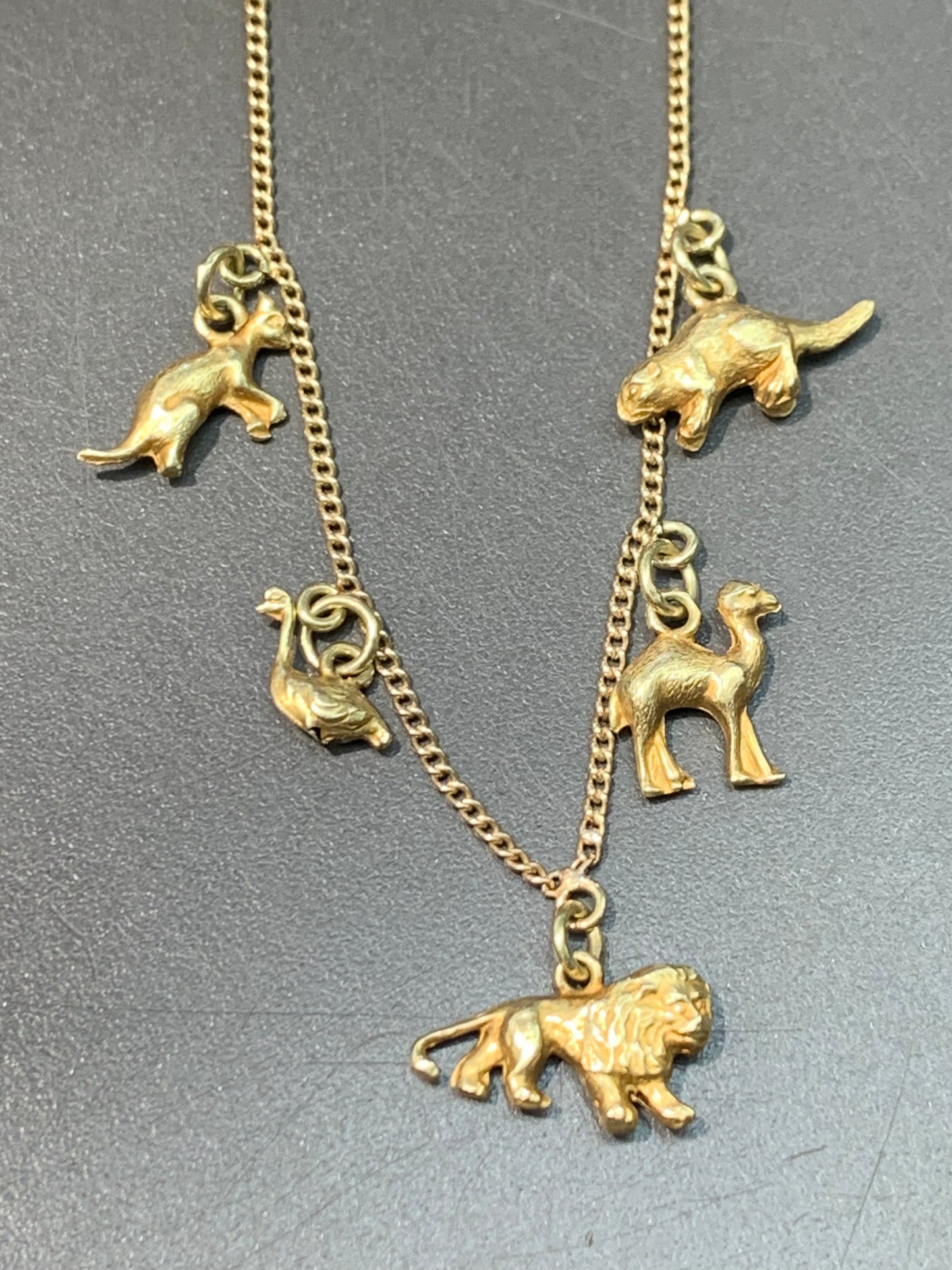 Vintage 14K Gold Animal Charm Bracelet