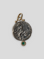 Antique 18K Roman Coin and Emerald Pendant