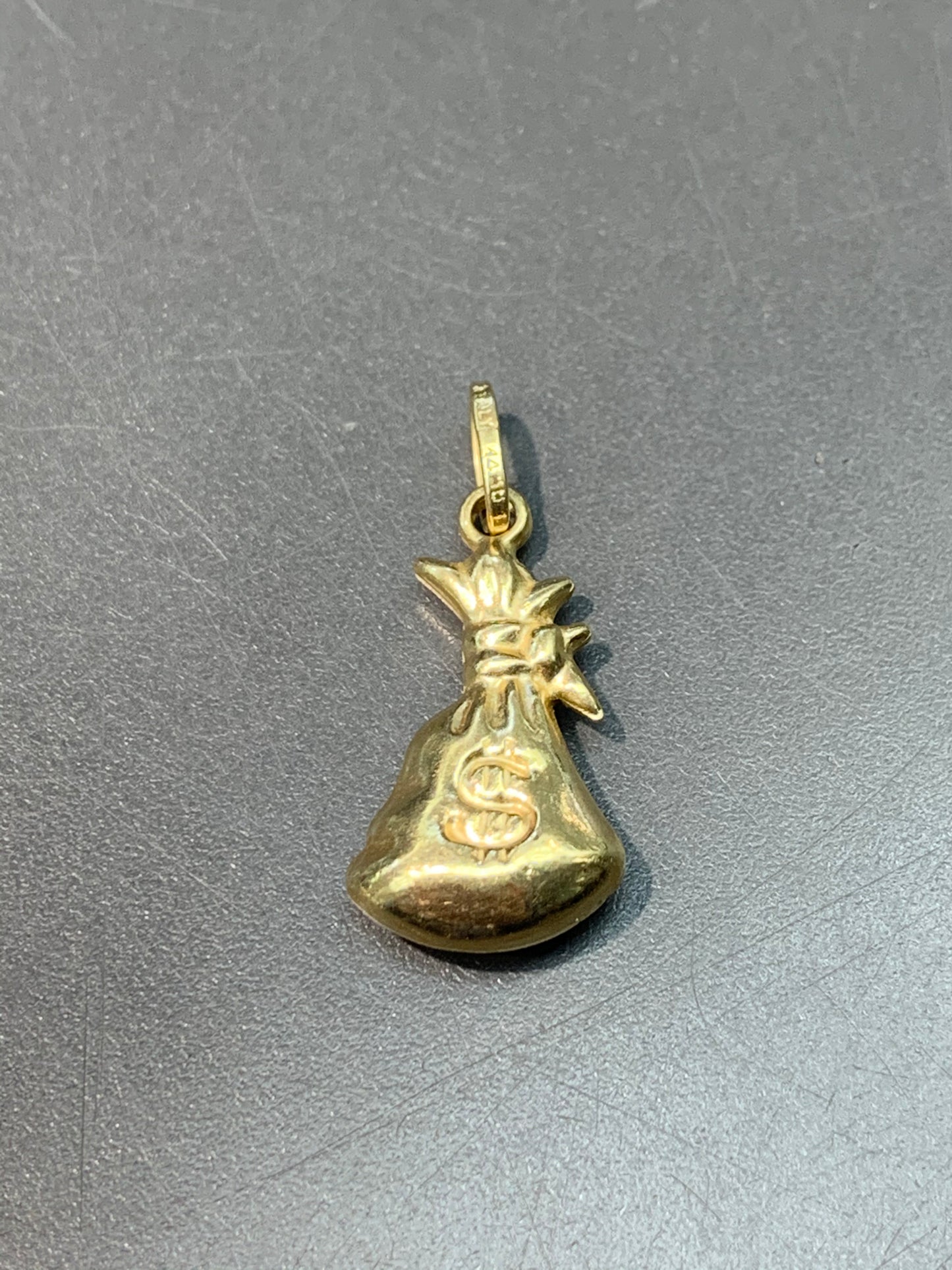 Vintage Italian 14K Gold Large Puffy Money Sack Charm