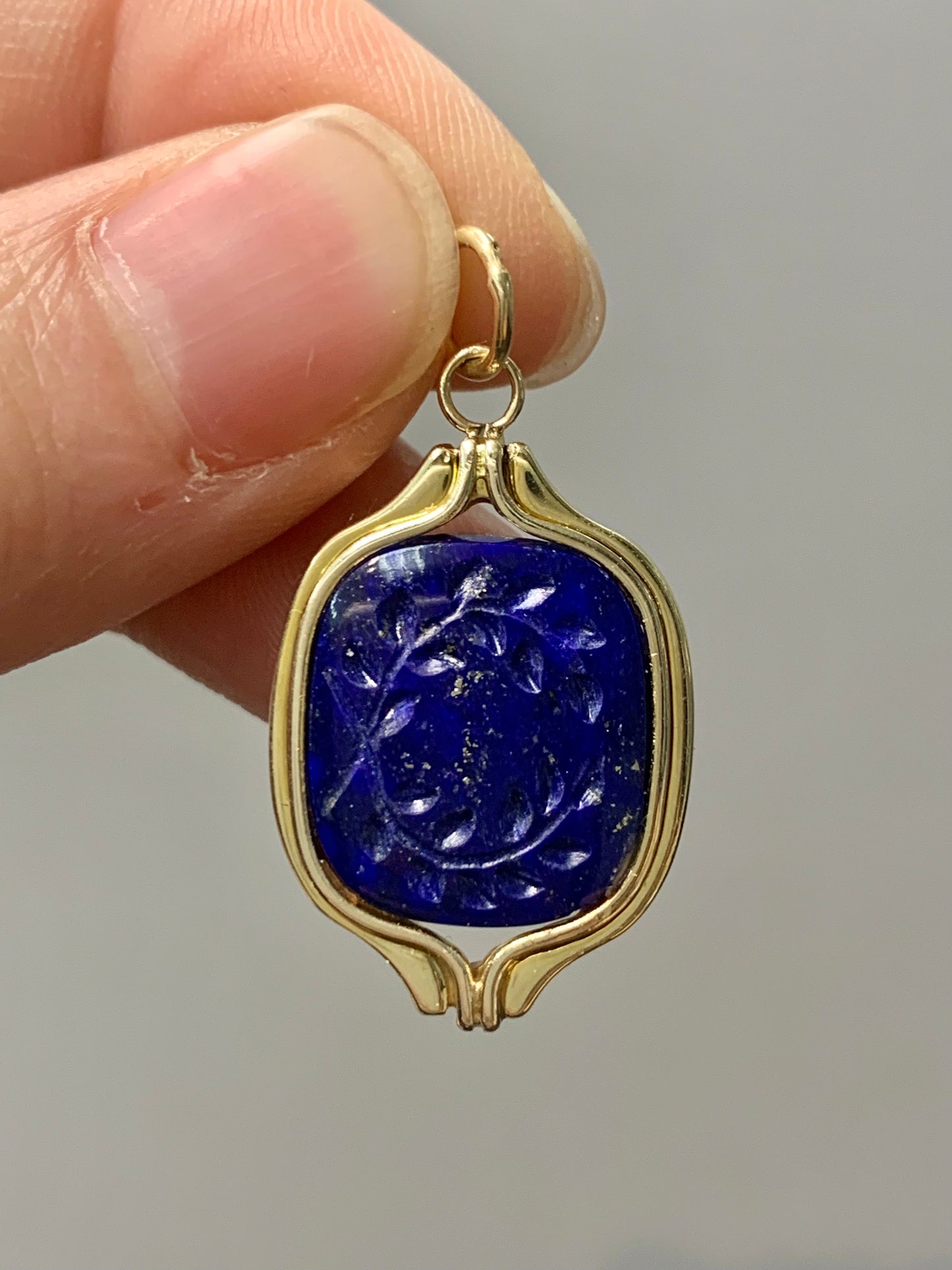 Charme Intaglio Lapis Vintage En Or 14 Carats