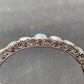 Antique Palladium White Gold Natural Opal Cabochon and Diamond Bracelet Bangle