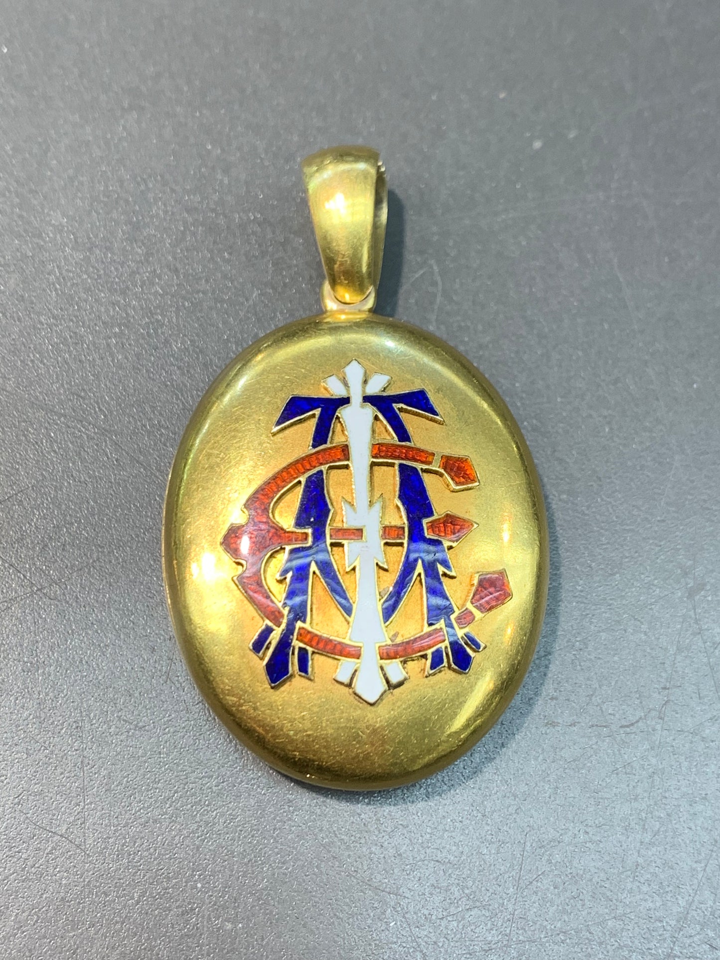 Victorian 18K Gold “AEI” Enamel Locket