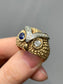 Vintage 14K Gold Diamond Sapphire Owl Ring