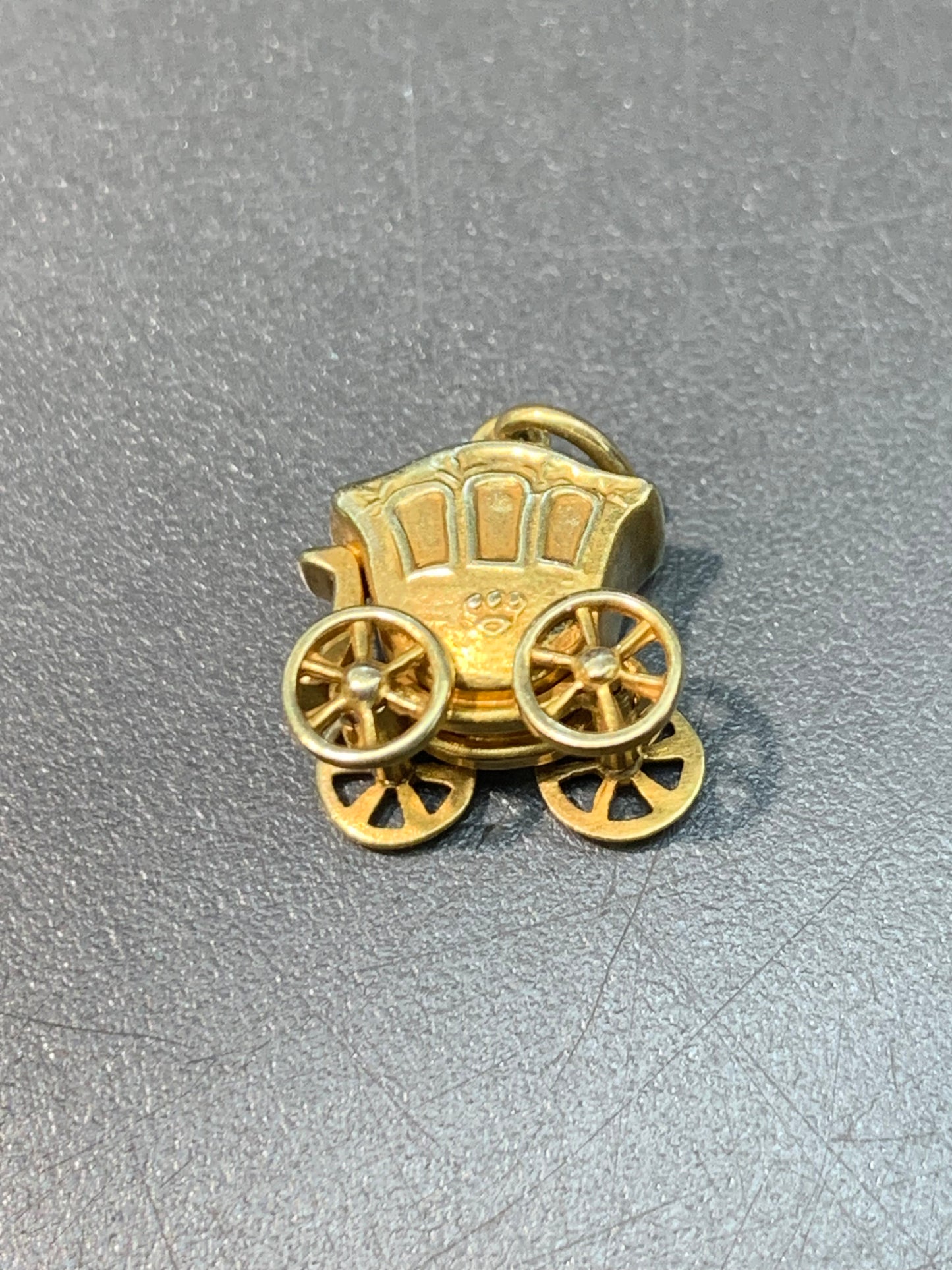 Vintage 14K Yellow Gold Articulated Carriage Charm