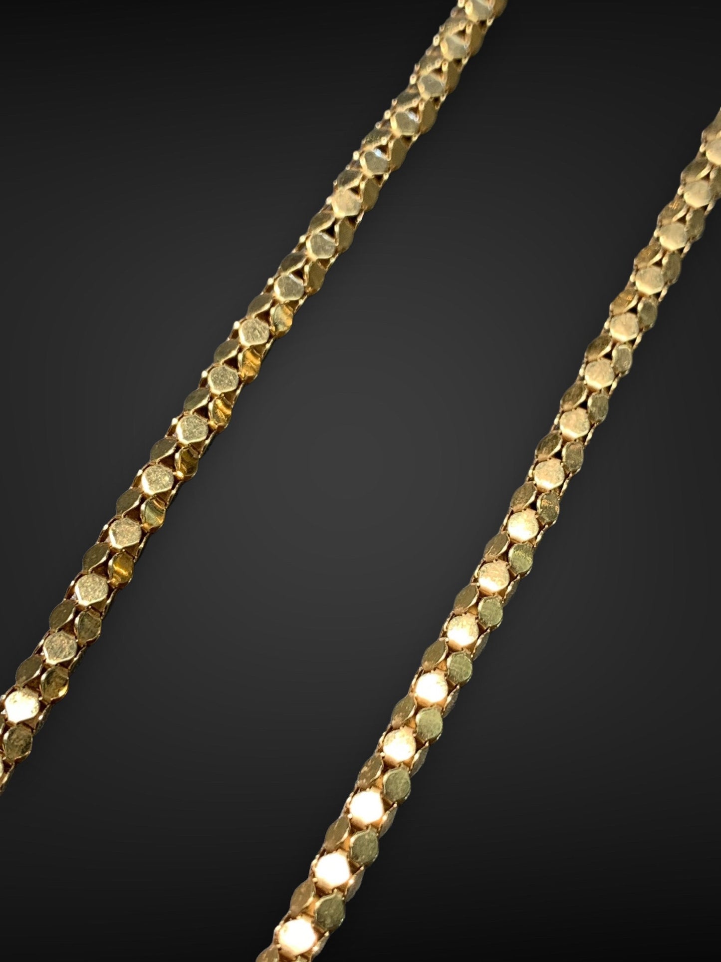 Retro 18K Gold Diamond Cut Popcorn Chain Tassel Necklace