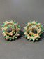 Vintage 14K Gold Emerald and Diamond Spiral Stair Earring