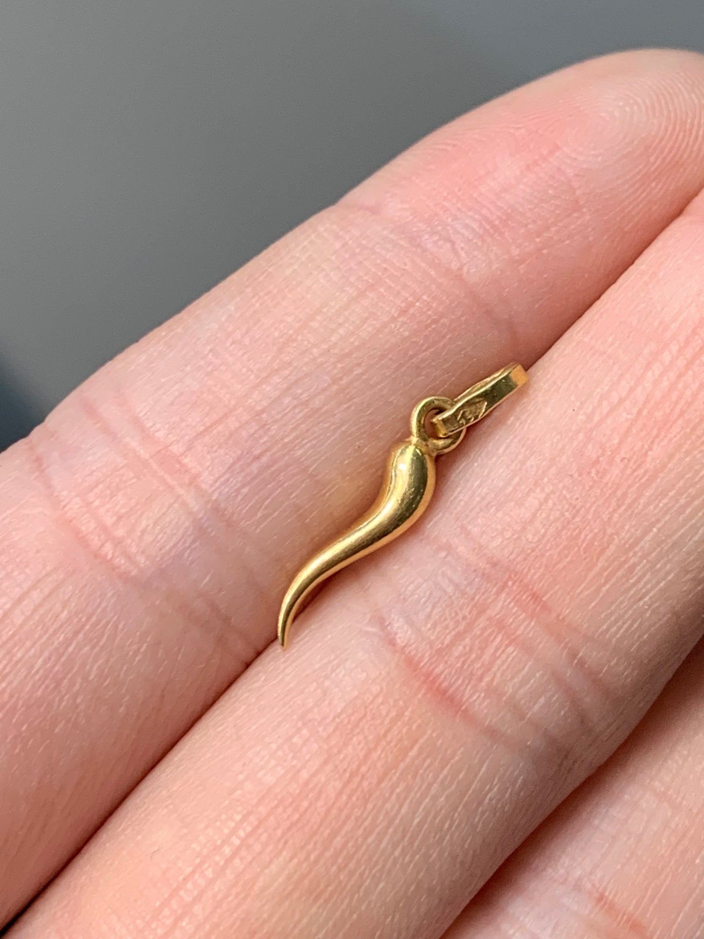 18K Gold Italian Horn Charm