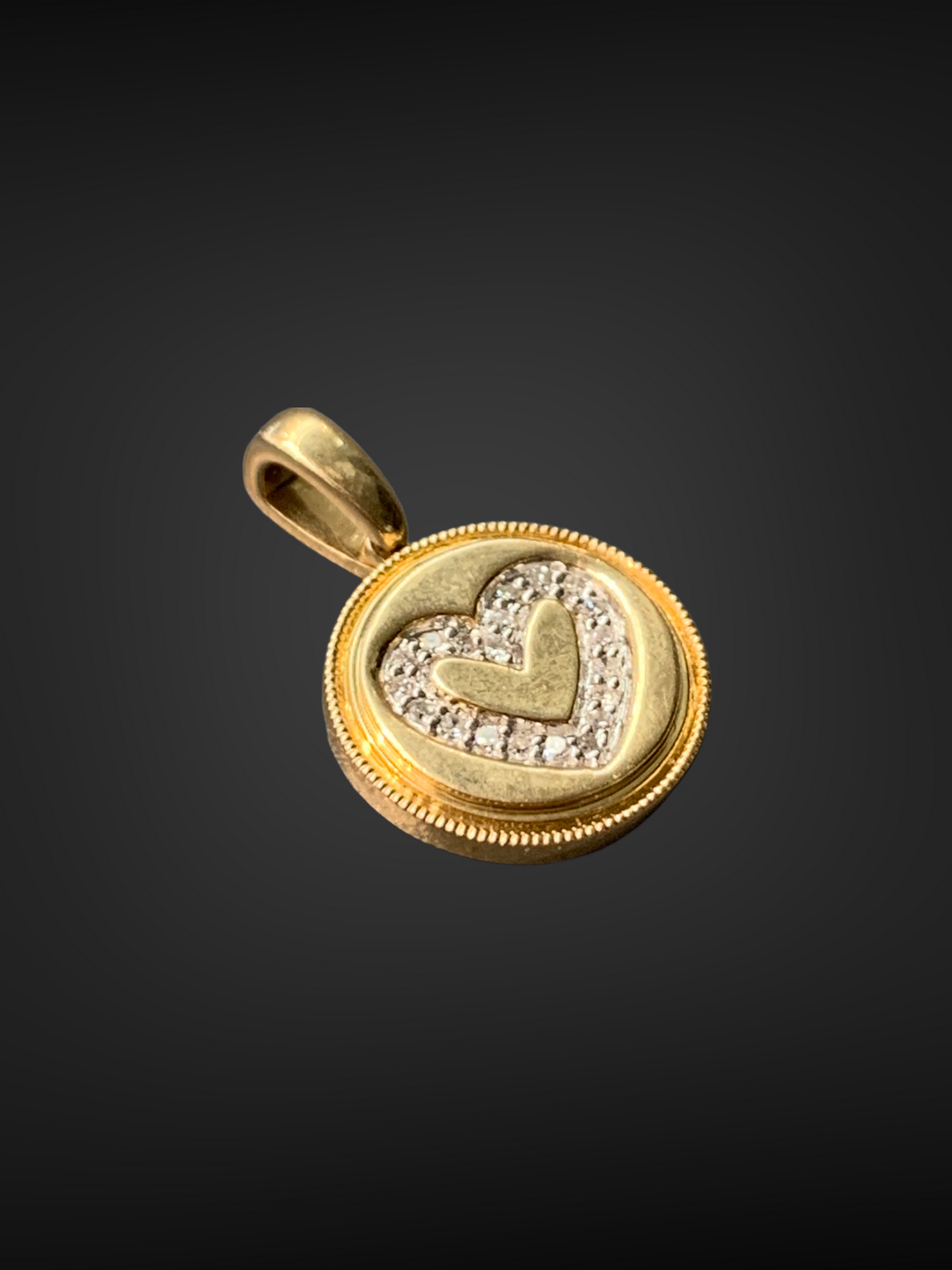 14K Gold Open Heart Diamond Charm Pendant