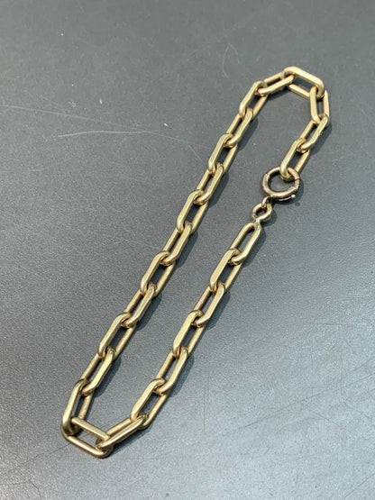 复古 14K 黄金纯色机车链手链