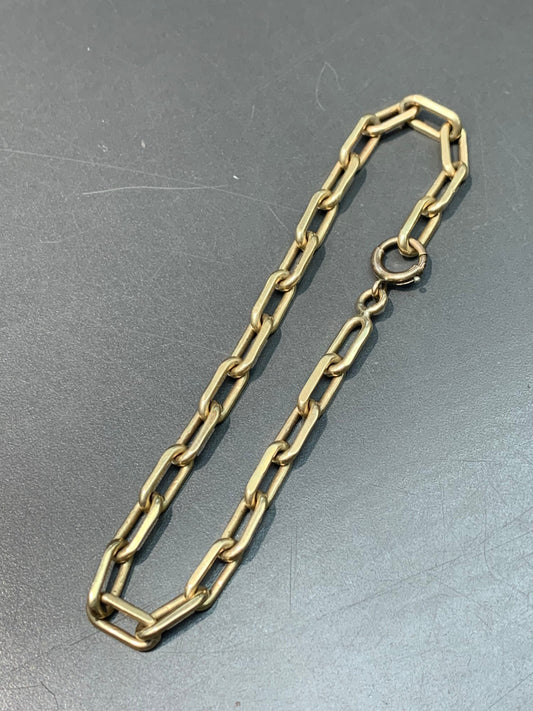 复古 14K 黄金纯色机车链手链